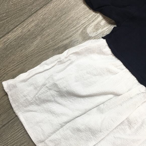 Zara Knit Short Sleeve Switching Navy Blue Shadow Stripe White S Ladies - Picture 5 of 9